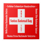 Zwitserse nationale dag in vier talen Zwitserse vl Tegeltje (Voorkant)