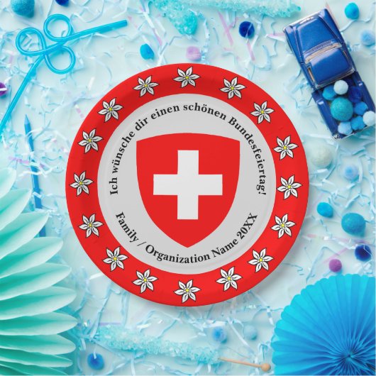 Zwitserse nationale dag Zwitserland vlag Edelweiss Papieren Bordje (Feest)