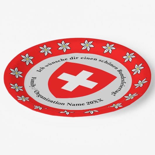 Zwitserse nationale dag Zwitserland vlag Edelweiss Papieren Bordje (Gekanteld)