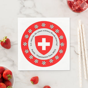 Zwitserse nationale dag Zwitserland vlag Edelweiss Servet