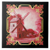 Zwitserse/Noorse/Hollandse windmolen delft rood Tegeltje (Voorkant)
