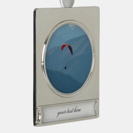 Zwitserse Paragliding Verzilverd Banner Ornament (Rechts)