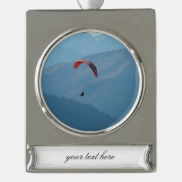 Zwitserse Paragliding Verzilverd Banner Ornament