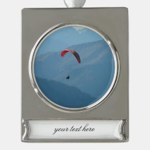 Zwitserse Paragliding Verzilverd Banner Ornament