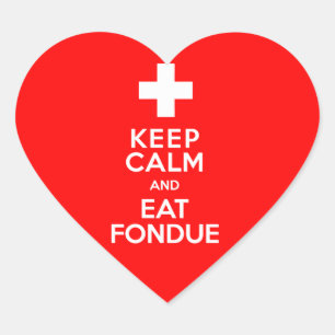 Zwitserse Partij! Hou kalm en eet Fondue! Hart Sticker