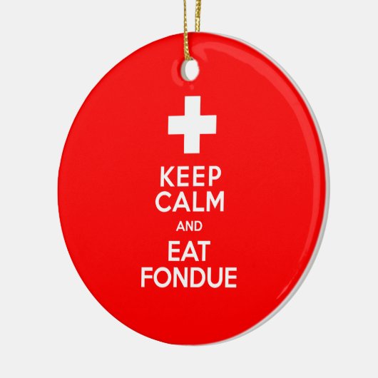 Zwitserse Partij! Hou kalm en eet Fondue! Keramisch Ornament (Links)