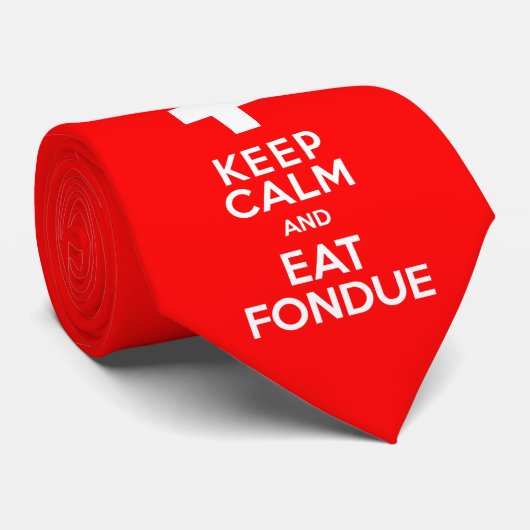 Zwitserse Partij! Hou kalm en eet Fondue! Stropdas (Opgerold)