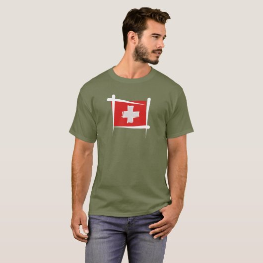 Zwitserse penseelvlag t-shirt (Voorkant volledig)
