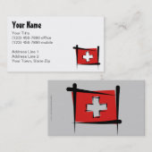 Zwitserse penseelvlag visitekaartje (Voorkant / Achterkant)