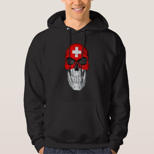 Zwitserse Rocker Skull Hoodie (Voorkant)