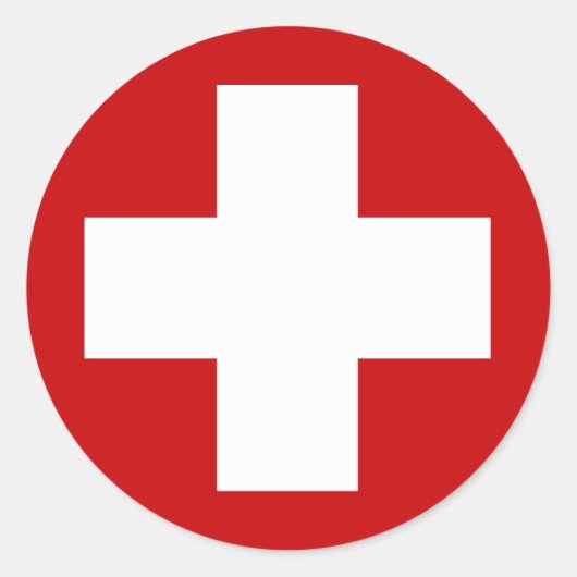 Zwitserse Rode Kruis Noodsituatie Roundell Ronde Sticker (Voorkant)
