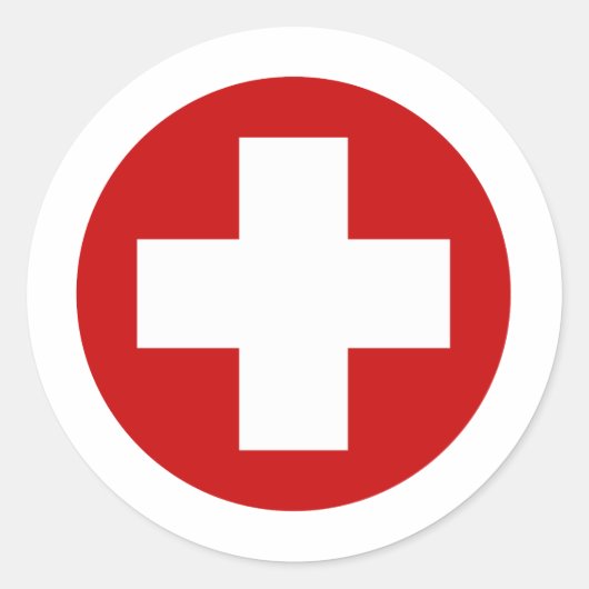Zwitserse Rode Kruis Noodsituatie Roundell Ronde Sticker (Voorkant)