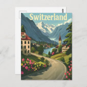 Zwitserse rust: Lakeside Retreat Alpine Briefkaart (Voorkant / Achterkant)
