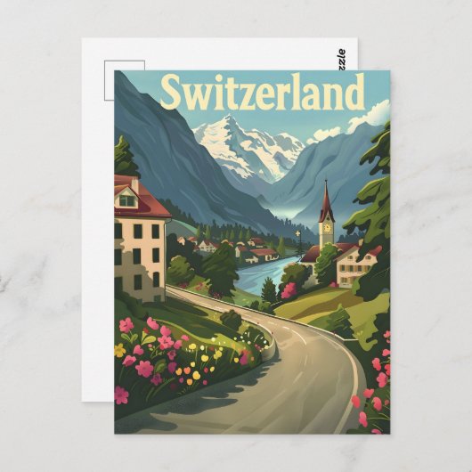 Zwitserse rust: Lakeside Retreat Alpine Briefkaart (Voorkant / Achterkant)