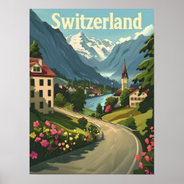Zwitserse rust: Lakeside Retreat Alpine Poster
