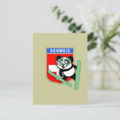 Zwitserse Ski-springende Panda Briefkaart (Staand voorkant)