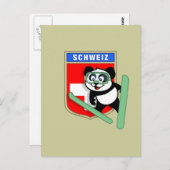Zwitserse Ski-springende Panda Briefkaart (Voorkant / Achterkant)