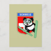 Zwitserse Ski-springende Panda Briefkaart (Voorkant)