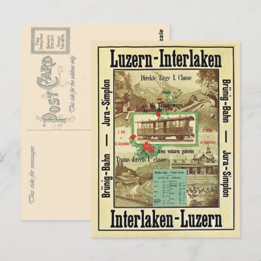 Zwitserse spoorweg Luzern Interlaken Briefkaart (Voorkant / Achterkant)
