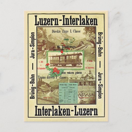  Zwitserse spoorweg Luzern Interlaken Briefkaart (Voorkant)