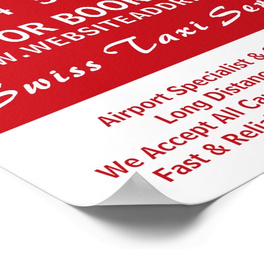 Zwitserse taxibedrijf vlag Adverteren Poster (Hoek)