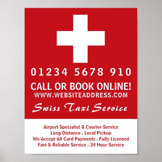 Zwitserse taxibedrijf vlag Adverteren Poster (Voorkant)
