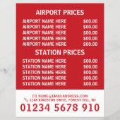 Zwitserse taxibedrijf vlag met prijslijst flyer (Achterkant)