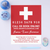 Zwitserse taxibedrijf vlag met prijslijst flyer (Enkel)