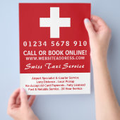 Zwitserse taxibedrijf vlag met prijslijst flyer (Hand)