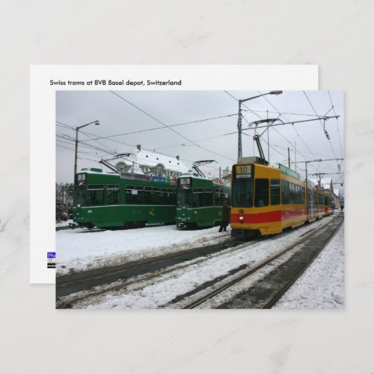 Zwitserse trams bij BVB Bazel depot, Zwitserland Briefkaart (Voorkant / Achterkant)