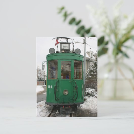 Zwitserse trams bij BVB M-Parc depot, Bazel Briefkaart (Staand voorkant)