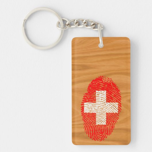 Zwitserse vingerafdrukvlag sleutelhanger (Voorkant)