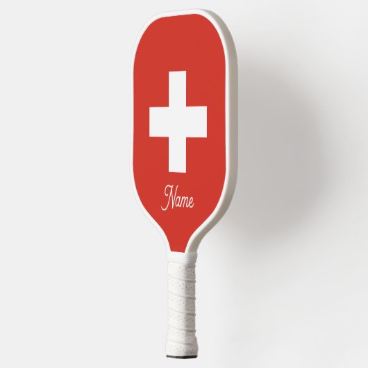 Zwitserse vlag aangepaste pickleball paddle racket (Links)