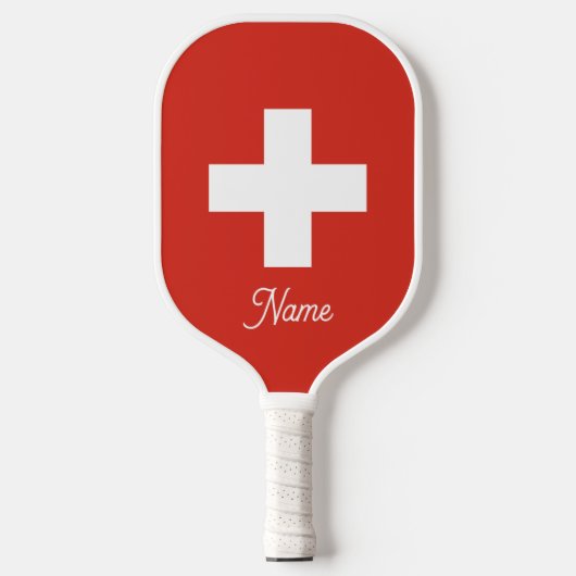 Zwitserse vlag aangepaste pickleball paddle racket (Voorkant)