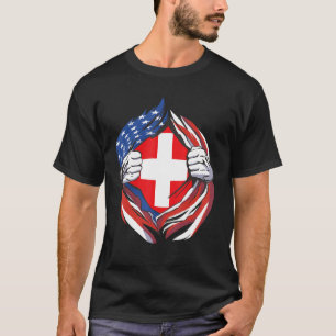 Zwitserse vlag Amerikaanse trots van mijn Zwitsers T-shirt