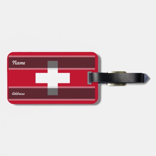 Zwitserse vlag bagagelabel (Achterkant horizontaal)