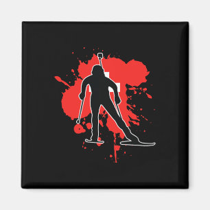 Zwitserse vlag Biathlonist - Zwitserse Biatlon Magneet