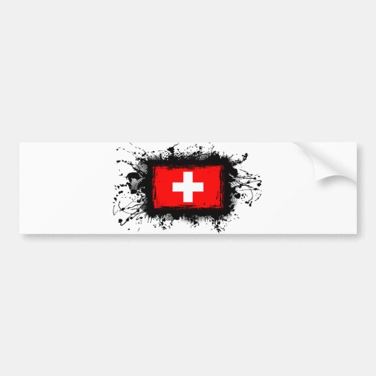 Zwitserse vlag bumpersticker (Voorkant)