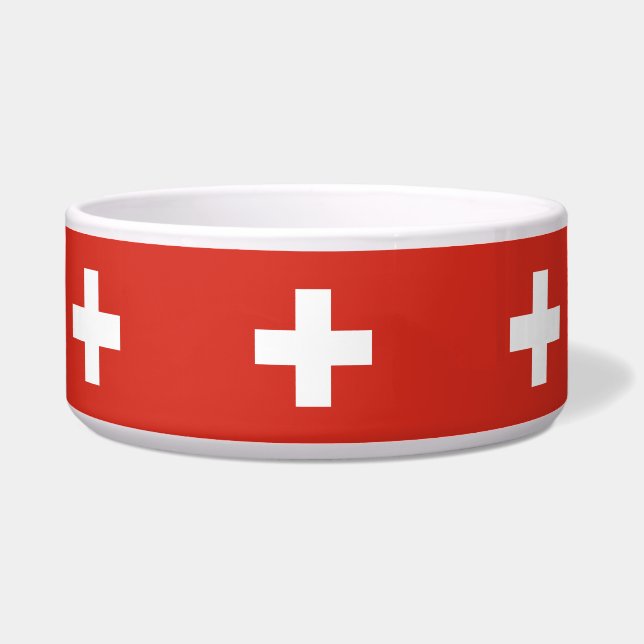 Zwitserse vlag Ceramic Pet Bowl Voerbakje (Voorkant)