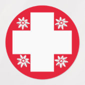 Zwitserse vlag, edelweiss, kantons en dansers labels (Design 1)