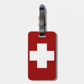 Zwitserse vlag en edelweiss bagagelabel (Achterkant verticaal)