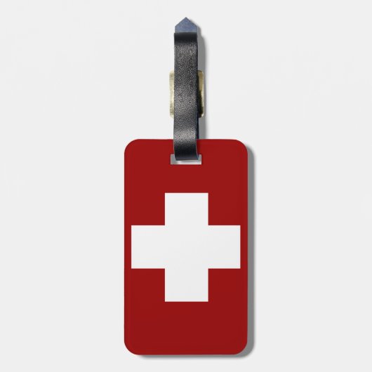 Zwitserse vlag en edelweiss bagagelabel (Achterkant verticaal)