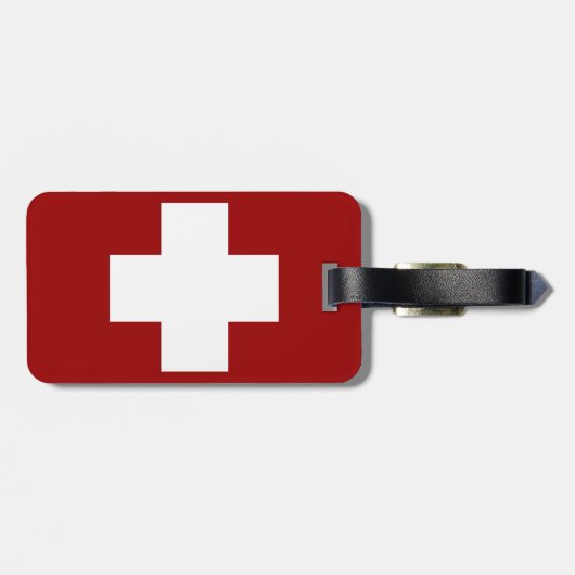 Zwitserse vlag en edelweiss bagagelabel (Achterkant horizontaal)