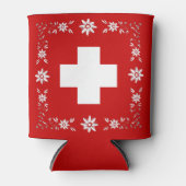 Zwitserse vlag en edelweiss blikjeskoeler (Voorkant)