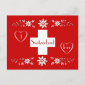 Zwitserse vlag en edelweiss briefkaart (Voorkant)