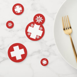 Zwitserse vlag en edelweiss confetti