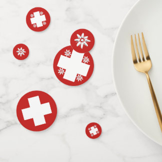 Zwitserse vlag en edelweiss confetti