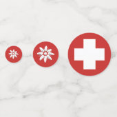 Zwitserse vlag en edelweiss confetti (Achterkanten)