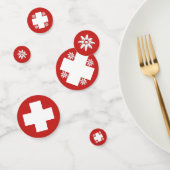 Zwitserse vlag en edelweiss confetti (Groep)