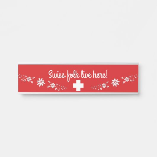 Zwitserse vlag en edelweiss deurbordje (Voorkant)